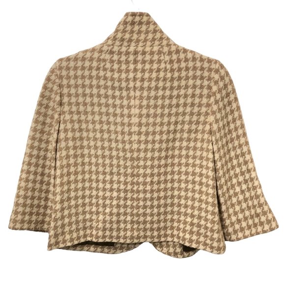 Banana Republic Cream Tan Houndstooth Print Button Front Cropped Coat 6 - Picture 2 of 7